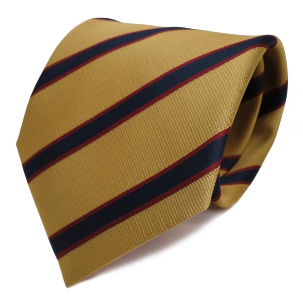 Designer Krawatte gold blau royal rot weinrot gestreift - Schlips Binder Tie