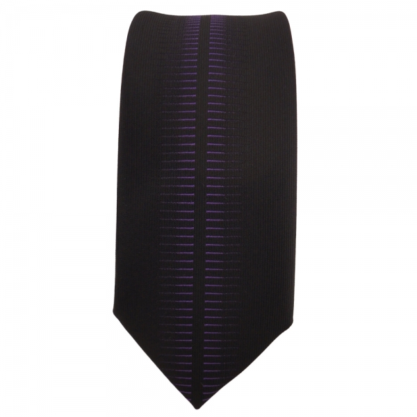 Schmale Designer Krawatte schwarz lila gemustert - Schlips Binder Tie