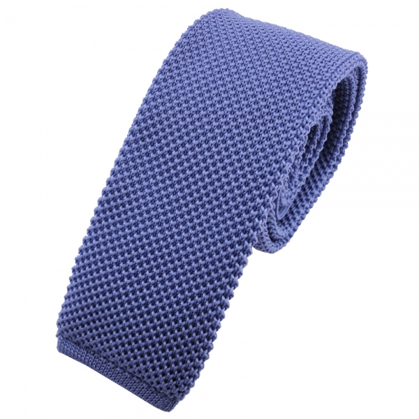 TigerTie - schmale Strickkrawatte blau fernblau einfarbig uni