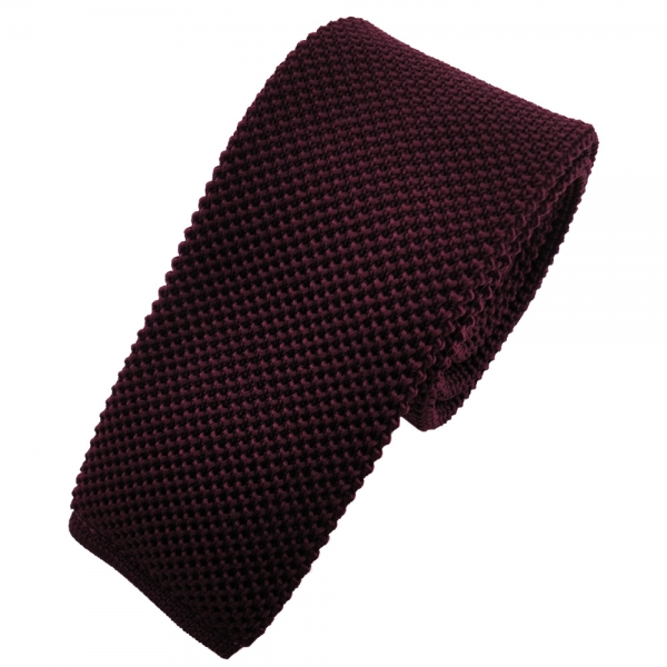 TigerTie - schmale Strickkrawatte bordeaux weinrot einfarbig uni