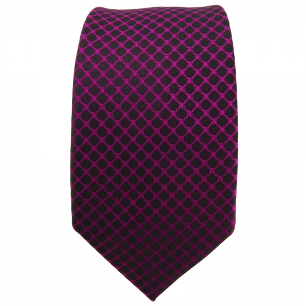 Schmale TigerTie Krawatte magenta fuchsia schwarz gemustert - Binder Tie