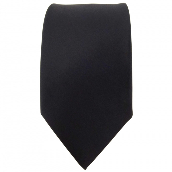 Modische TigerTie Satin Seidenkrawatte schwarz einfarbig - Krawatte 100% Seide