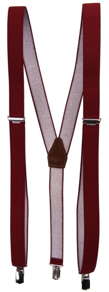 schmaler Hosenträger in rot bordeaux Uni mit Clip - verstellbar 75 bis 120 cm