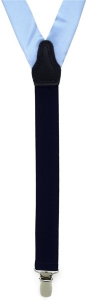 schmaler TigerTie Unisex Hosenträger mit 3 extra starken Clips - in hellblau Uni