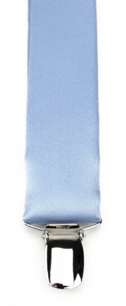 schmaler TigerTie Unisex Hosenträger mit 3 extra starken Clips - in hellblau Uni