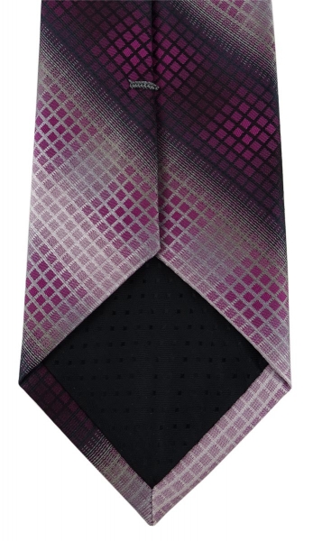 TigerTie Designer Krawatte in violett lila silber grau schwarz kariert