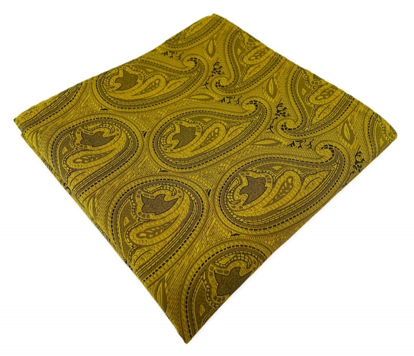 TigerTie Designer Einstecktuch in gold schwarz Paisley gemustert