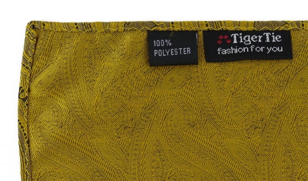 TigerTie Designer Einstecktuch in gold schwarz Paisley gemustert