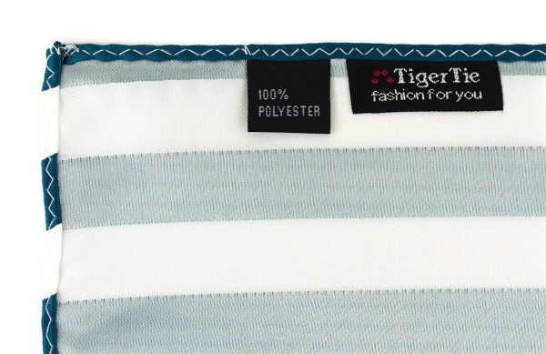 TigerTie Einstecktuch in petrol weiss gestreift - Stecktuchgröße 30 x 30 cm