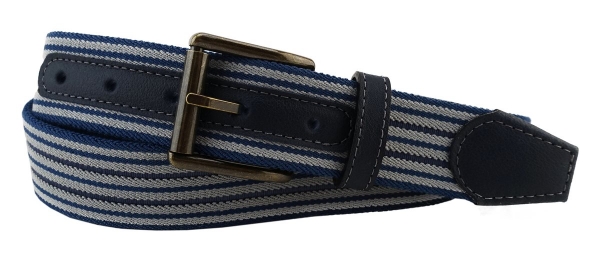 TigerTie - Stretchgürtel blau graublau grau gestreift - Bundweite 120 cm