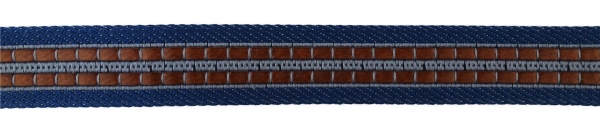 TigerTie - Stoffgürtel in blau hellblau graublau gemustert - Bundweite 110 cm