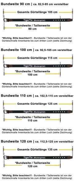 TigerTie - Stoffgürtel in blau dunkelbraun zweifarbig - Bundweite 110 cm