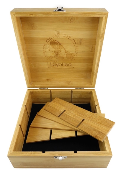 TigerTie - Stabile nachhaltige Bambus Teebox mit 9 Fächern bis zu 108 Teebeutel