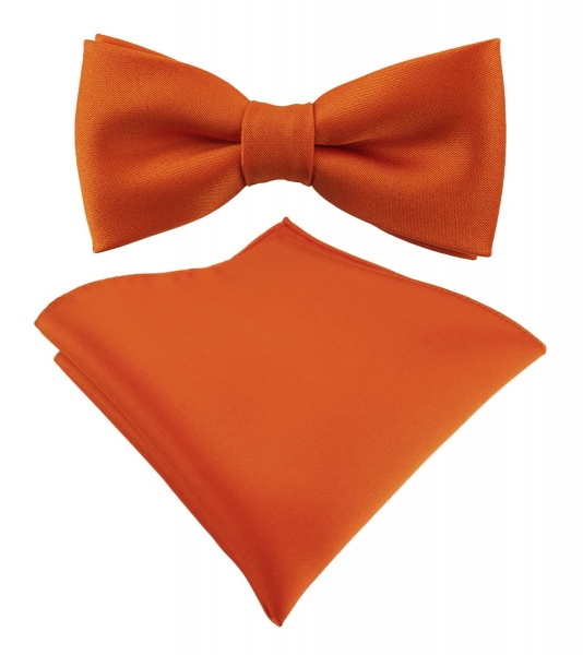 TigerTie Set Kleinkinder Baby Fliege orange mit Gummizug + Einstecktuch + Box