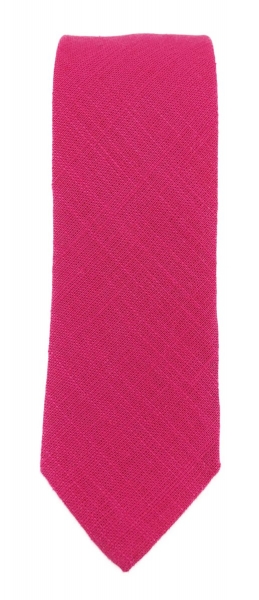 TigerTie - schmale Krawatte in magenta Uni - 100% Leinen - Breite 5,5 cm