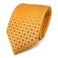 Designer Seidenkrawatte gelb orange gelborange gemustert - Krawatte Seide Binder
