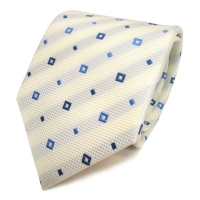Designer Krawatte creme blau hellblau gemustert - Schlips Binder Tie