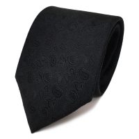 TigerTie Designer Krawatte schwarz Paisley gemustert - Schlips Binder Tie