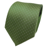 TigerTie Designer Seidenkrawatte grün maigrün silber gepunktet - Krawatte Seide