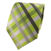 TigerTie Designer Krawatte grün hellgrün silber grau anthrazit kariert - Binder