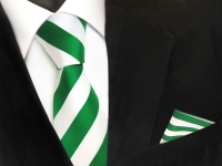 Designer TigerTie Krawatte + Einstecktuch grün leuchtgrün weiss gestreift