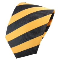 TigerTie Designer Krawatte gelb goldgelb anthrazit schwarz gestreift