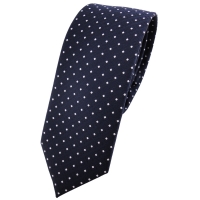 Schmale TigerTie Krawatte marine dunkelblau silberweiß gepunktet - Schlips Tie