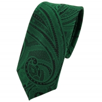 schmale TigerTie Krawatte grün smaragdgrün schwarz Paisley - Krawatte Tie