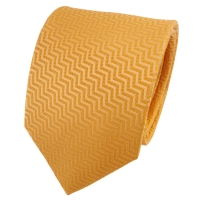 TigerTie Satin Seidenkrawatte gelb safrangelb dunkelgelb gemustert - Krawatte