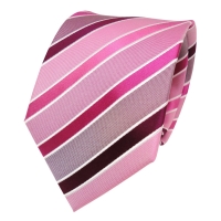 TigerTie Designer Seidenkrawatte rosa magenta pink weiß gestreift- Krawatte Silk