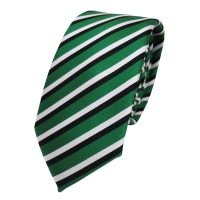 schmale TigerTie Designer Krawatte - grün signalgrün weiss schwarz gestreift