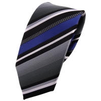 schmale TigerTie Krawatte - Tie Binder blau silber grau weiss schwarz gestreift