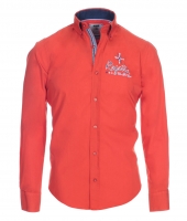 Pontto Designer Hemd Shirt orange rotorange einfarbig langarm Modern-Fit Gr. 3XL