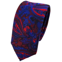 Schmale TigerTie Krawatte in blau rot weinrot lila schwarz Paisley gemustert