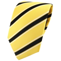TigerTie Designer Krawatte gelb schwarz weiß gestreift - Binder Tie