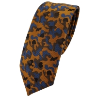 schmale TigerTie Krawatte in braun bronze blau schwarz Camouflage gemustert