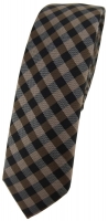 schmale TigerTie Krawatte Schlips braun dunkelbraun anthrazit kariert (4,5 cm)