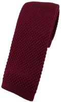 hochwertige TigerTie Strickkrawatte in bordeaux weinrot einfarbig Uni - Krawatte