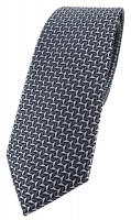 schmale TigerTie Designer Krawatte in silber schwarz grau gemustert