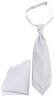 TigerTie Plastron Pique 2tlg Krawatte + Einstecktuch in hellgrau-weiß gemustert