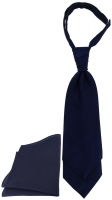 TigerTie Plastron Pique 2tlg Krawatte + Einstecktuch in marine uni gemustert