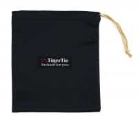 TigerTie - Stoffbeutel - Zuziehbeutel in schwarz, Kordelzug in gold