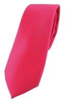 schmale TigerTie Krawatte pink knallpink neonfarben einfarbig uni - Binder Tie
