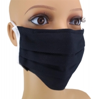 TigerTie Gesichtsmaske mit Nasenbügel Pique schwarz gemustert mit Gummiband