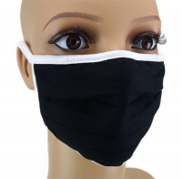 TigerTie Gesichtsmaske mit Nasenbügel Pique schwarz gemustert mit Schnürbändchen