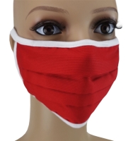 TigerTie Gesichtsmaske mit Nasenbügel rot verkehrsrot einfarbig Schnürbändchen