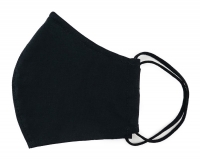 TigerTie - waschbare Runde-Gesichtsmaske schwarz Uni mit Gummiband u. Nasenbügel