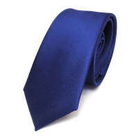 Schmale TigerTie Satin Krawatte blau royalblau uni Polyester