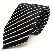 schöne TigerTie Designer Krawatte in schwarz weiss gestreift - 100 % Polyester