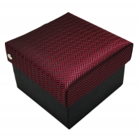 Krawattenbox in rot schwarz gestreift - Geschenkbox passend für Tuch + Krawatte